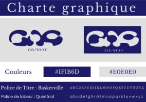 on peut voir une charte graphique d'un étudiant en bts com bergès, sa couleur principale est le bleu foncé, on peut y voir son logo, les typo ainsi que les couleurs à respecter. 